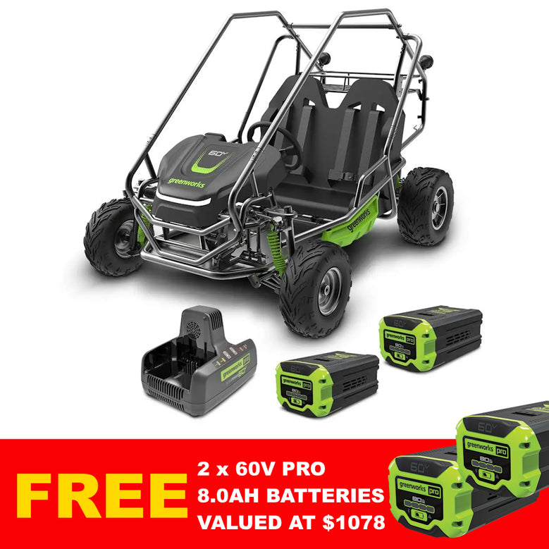 Greenworks 60V All-Terrain 2-Seat Electric Youth Go-Kart